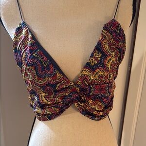 Colorful Paisley Print Crop Top